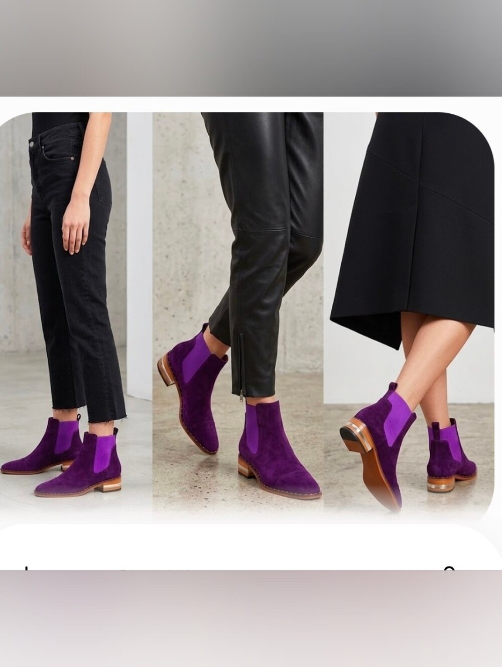 New Django And Juliette Purple Suede Chelsea Ankle Boots, Sz 37